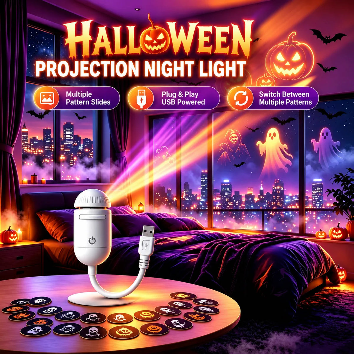 Halloween Projection Night Light — product photo 2