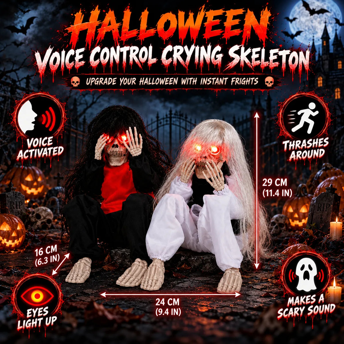 Halloween Sound-Effect Skeleton Prop — product photo 2