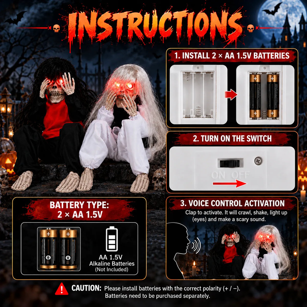 Halloween Sound-Effect Skeleton Prop — product photo 3