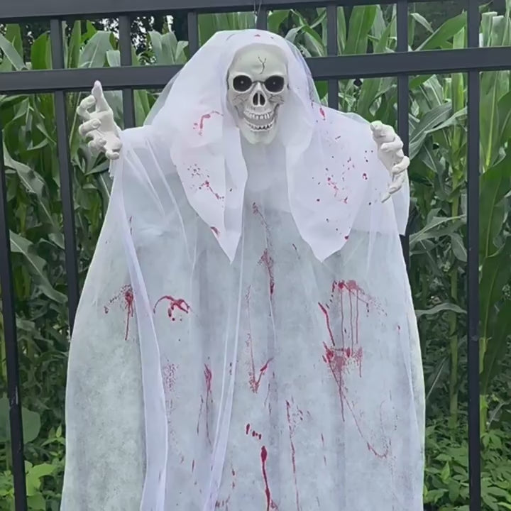 Hanging Grim Reaper Decoration – 1.8 m demonstration